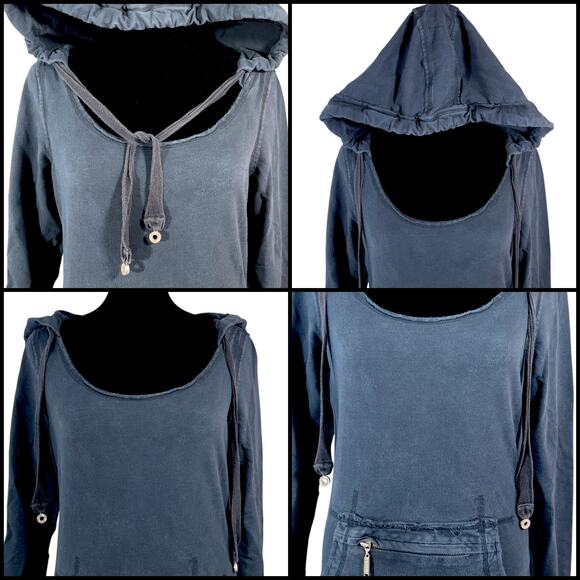 Mossimo Supply Co. (Target) Distressed Pullover Hoodie Small Black 100% Cotton - Picture 5 of 14